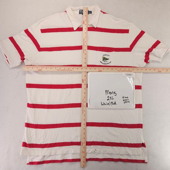 Polo By Ralph Lauren Casual Collared Short Sleeve Polo Shirt Mens 2XL White Red - Picture 6 of 10